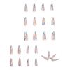 imageBABALAL Pink Press on Nails French Tip Fake Nails  Long Square Ombre Zebra Print French Tip with Charm 3D Flower Handmade 24Pcs Glossy Full Cover Acrylic False NailsCRJL20