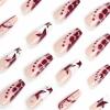 imageBABALAL Pink Press on Nails French Tip Fake Nails  Long Square Ombre Zebra Print French Tip with Charm 3D Flower Handmade 24Pcs Glossy Full Cover Acrylic False NailsCRJL181star