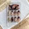 imageBABALAL Polka Dot Press On Nails 24Pcs Reusable Fake Nails  Medium Almond Pink French Tip 3D Bow Charm with Rhinestone 24Pcs Glossy Trendy Acrylic False Nails for Women GirlsANI02brown