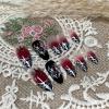 imageBABALAL Polka Dot Press On Nails 24Pcs Reusable Fake Nails  Medium Almond Pink French Tip 3D Bow Charm with Rhinestone 24Pcs Glossy Trendy Acrylic False Nails for Women GirlsANI03spider