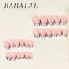 imageBABALAL Polka Dot Press On Nails 24Pcs Reusable Fake Nails  Medium Almond Pink French Tip 3D Bow Charm with Rhinestone 24Pcs Glossy Trendy Acrylic False Nails for Women GirlsANI09