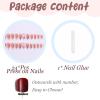 imageBABALAL Polka Dot Press On Nails 24Pcs Reusable Fake Nails  Medium Almond Pink French Tip 3D Bow Charm with Rhinestone 24Pcs Glossy Trendy Acrylic False Nails for Women GirlsANI06