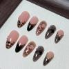 imageBABALAL Polka Dot Press On Nails 24Pcs Reusable Fake Nails  Medium Almond Pink French Tip 3D Bow Charm with Rhinestone 24Pcs Glossy Trendy Acrylic False Nails for Women GirlsANI05gothic
