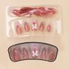 imageBABALAL Polka Dot Press On Nails 24Pcs Reusable Fake Nails  Medium Almond Pink French Tip 3D Bow Charm with Rhinestone 24Pcs Glossy Trendy Acrylic False Nails for Women GirlsANI06