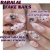 imageBABALAL Polka Dot Press On Nails 24Pcs Reusable Fake Nails  Medium Almond Pink French Tip 3D Bow Charm with Rhinestone 24Pcs Glossy Trendy Acrylic False Nails for Women GirlsANI05polkadot