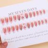 imageBABALAL Polka Dot Press On Nails 24Pcs Reusable Fake Nails  Medium Almond Pink French Tip 3D Bow Charm with Rhinestone 24Pcs Glossy Trendy Acrylic False Nails for Women GirlsANI06