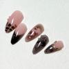 imageBABALAL Polka Dot Press On Nails 24Pcs Reusable Fake Nails  Medium Almond Pink French Tip 3D Bow Charm with Rhinestone 24Pcs Glossy Trendy Acrylic False Nails for Women GirlsANI05gothic