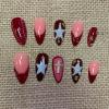 imageBABALAL Polka Dot Press On Nails 24Pcs Reusable Fake Nails  Medium Almond Pink French Tip 3D Bow Charm with Rhinestone 24Pcs Glossy Trendy Acrylic False Nails for Women GirlsANI05red