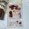 imageBABALAL Polka Dot Press On Nails Brown Fall Fake Nails  Medium Almond French Tip Flower 24Pcs Glossy Acrylic False Nails for Women GirlsFNn03polkadot