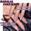 imageBABALAL Polka Dot Press On Nails Brown Fall Fake Nails  Medium Almond French Tip Flower 24Pcs Glossy Acrylic False Nails for Women GirlsFNn05pink