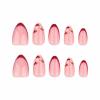 imageBABALAL Polka Dot Press On Nails Brown Fall Fake Nails  Medium Almond French Tip Flower 24Pcs Glossy Acrylic False Nails for Women GirlsFNn06heart