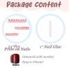 imageBABALAL Polka Dot Press On Nails Brown Fall Fake Nails  Medium Almond French Tip Flower 24Pcs Glossy Acrylic False Nails for Women GirlsFNn06heart