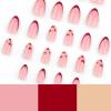 imageBABALAL Polka Dot Press On Nails Brown Fall Fake Nails  Medium Almond French Tip Flower 24Pcs Glossy Acrylic False Nails for Women GirlsFNn06heart