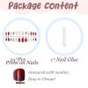 imageBABALAL Polka Dot Press On Nails Brown Fall Fake Nails  Medium Almond French Tip Flower 24Pcs Glossy Acrylic False Nails for Women GirlsFNn06sliver
