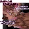 imageBABALAL Press On Fake Nails  Long Square Black Red French Tip with Gold Charm Luxury Bow Flower Trendy Acrylic False Nails with GlueFNP01pink