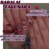 imageBABALAL Press On Fake Nails  Long Square Black Red French Tip with Gold Charm Luxury Bow Flower Trendy Acrylic False Nails with GlueFNP09pumpkin