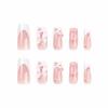 imageBABALAL Press On Fake Nails  Long Square Black Red French Tip with Gold Charm Luxury Bow Flower Trendy Acrylic False Nails with GlueFNP11white