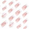 imageBABALAL Press On Fake Nails  Long Square Black Red French Tip with Gold Charm Luxury Bow Flower Trendy Acrylic False Nails with GlueFNP11white