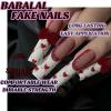 imageBABALAL Press On Fake Nails  Long Square Black Red French Tip with Gold Charm Luxury Bow Flower Trendy Acrylic False Nails with GlueFNP20heart