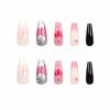 imageBABALAL Press On Fake Nails  Long Square Black Red French Tip with Gold Charm Luxury Bow Flower Trendy Acrylic False Nails with GlueFNP20mirror