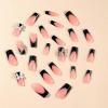 imageBABALAL Press On Fake Nails  Long Square Black Red French Tip with Gold Charm Luxury Bow Flower Trendy Acrylic False Nails with GlueFNP22black