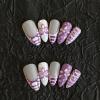 imageBABALAL Press on Nails Green Fake Nails  Medium Almond Cute Rabbit Strawberry 3D Design Handmade 24pcs Glossy Full Cover Acrylic False NailsBNU00purple