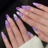 imageBABALAL Press on Nails Green Fake Nails  Medium Almond Cute Rabbit Strawberry 3D Design Handmade 24pcs Glossy Full Cover Acrylic False NailsBNU00purple