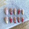 imageBABALAL Press on Nails Green Fake Nails  Medium Almond Cute Rabbit Strawberry 3D Design Handmade 24pcs Glossy Full Cover Acrylic False NailsBNU00yellowpink