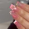 imageBABALAL Press on Nails Green Fake Nails  Medium Almond Cute Rabbit Strawberry 3D Design Handmade 24pcs Glossy Full Cover Acrylic False NailsBNU01bling