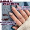 imageBABALAL Press on Nails Green Fake Nails  Medium Almond Cute Rabbit Strawberry 3D Design Handmade 24pcs Glossy Full Cover Acrylic False NailsBNU01mistletoe
