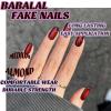 imageBABALAL Press on Nails Green Fake Nails  Medium Almond Cute Rabbit Strawberry 3D Design Handmade 24pcs Glossy Full Cover Acrylic False NailsBNU04