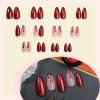 imageBABALAL Press on Nails Green Fake Nails  Medium Almond Cute Rabbit Strawberry 3D Design Handmade 24pcs Glossy Full Cover Acrylic False NailsBNU06