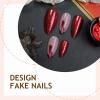 imageBABALAL Press on Nails Green Fake Nails  Medium Almond Cute Rabbit Strawberry 3D Design Handmade 24pcs Glossy Full Cover Acrylic False NailsBNU06