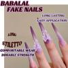 imageBABALAL Press on Nails Long Stiletto Fake Nails Brown Cheetah French tip Glue on Blue Y2k Star Design 24Pcs Glossy Fall Manicure Full Cover False NailsBNT104