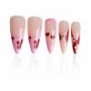 imageBABALAL Press on Nails Long Stiletto Fake Nails Brown Cheetah French tip Glue on Blue Y2k Star Design 24Pcs Glossy Fall Manicure Full Cover False NailsBNT102