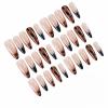 imageBABALAL Press on Nails Long Stiletto Fake Nails Brown Cheetah French tip Glue on Blue Y2k Star Design 24Pcs Glossy Fall Manicure Full Cover False NailsBNT101