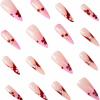 imageBABALAL Press on Nails Long Stiletto Fake Nails Brown Cheetah French tip Glue on Blue Y2k Star Design 24Pcs Glossy Fall Manicure Full Cover False NailsBNT102