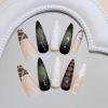imageBABALAL Press on Nails Long Stiletto Fake Nails Brown Cheetah French tip Glue on Blue Y2k Star Design 24Pcs Glossy Fall Manicure Full Cover False NailsBNT103