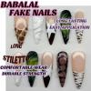 imageBABALAL Press on Nails Long Stiletto Fake Nails Brown Cheetah French tip Glue on Blue Y2k Star Design 24Pcs Glossy Fall Manicure Full Cover False NailsBNT103