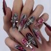 imageBABALAL Coffin Press On Nails Long Fake Nails Brown Fall Flower Acrylic Glossy 24Pcs Reusable Full Cover False NailsFNT13goth