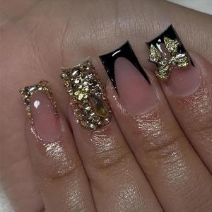 imageBABALAL Polka Dot Press on Nails Short Oval Glossy Trendy Acrylic Fake Nails 24Pcs Round Thick Glue on Nails for Women Girls KidsFNr14bow