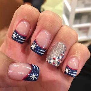 imageBABALAL Polka Dot Press on Nails Short Oval Glossy Trendy Acrylic Fake Nails 24Pcs Round Thick Glue on Nails for Women Girls KidsFNr23Independence