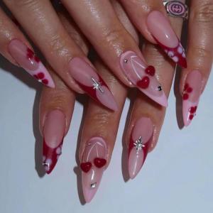 imageBABALAL Press on Nails Long Stiletto Fake Nails Brown Cheetah French tip Glue on Blue Y2k Star Design 24Pcs Glossy Fall Manicure Full Cover False NailsBNT102