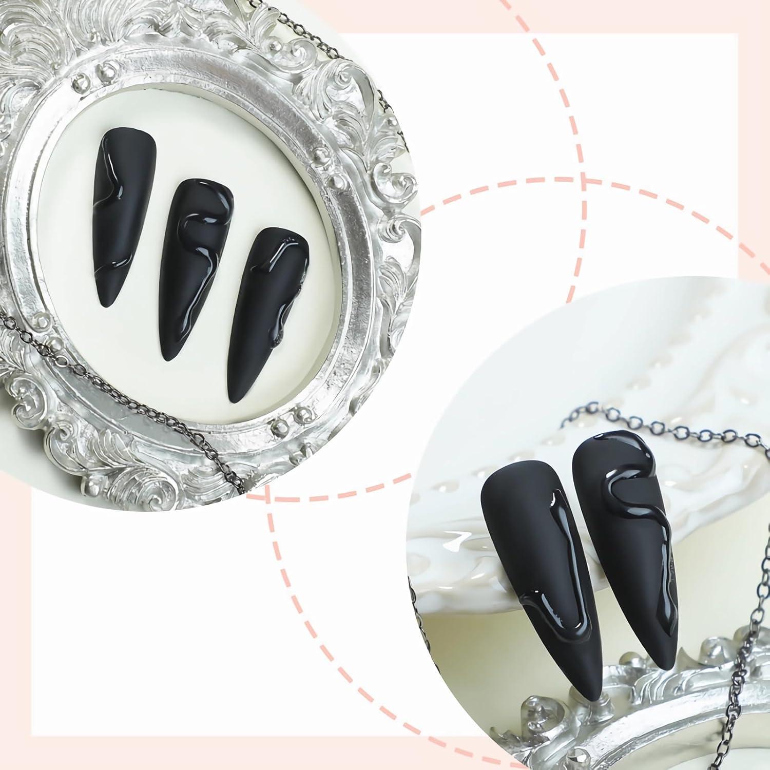 imageBABALAL Christmas Press on Nails Long Coffin Fake Nails Red Glue on Snowflake Design Xmas False Acrylic Nails 24Pcs Matte Ballerina Stick onFna103snake