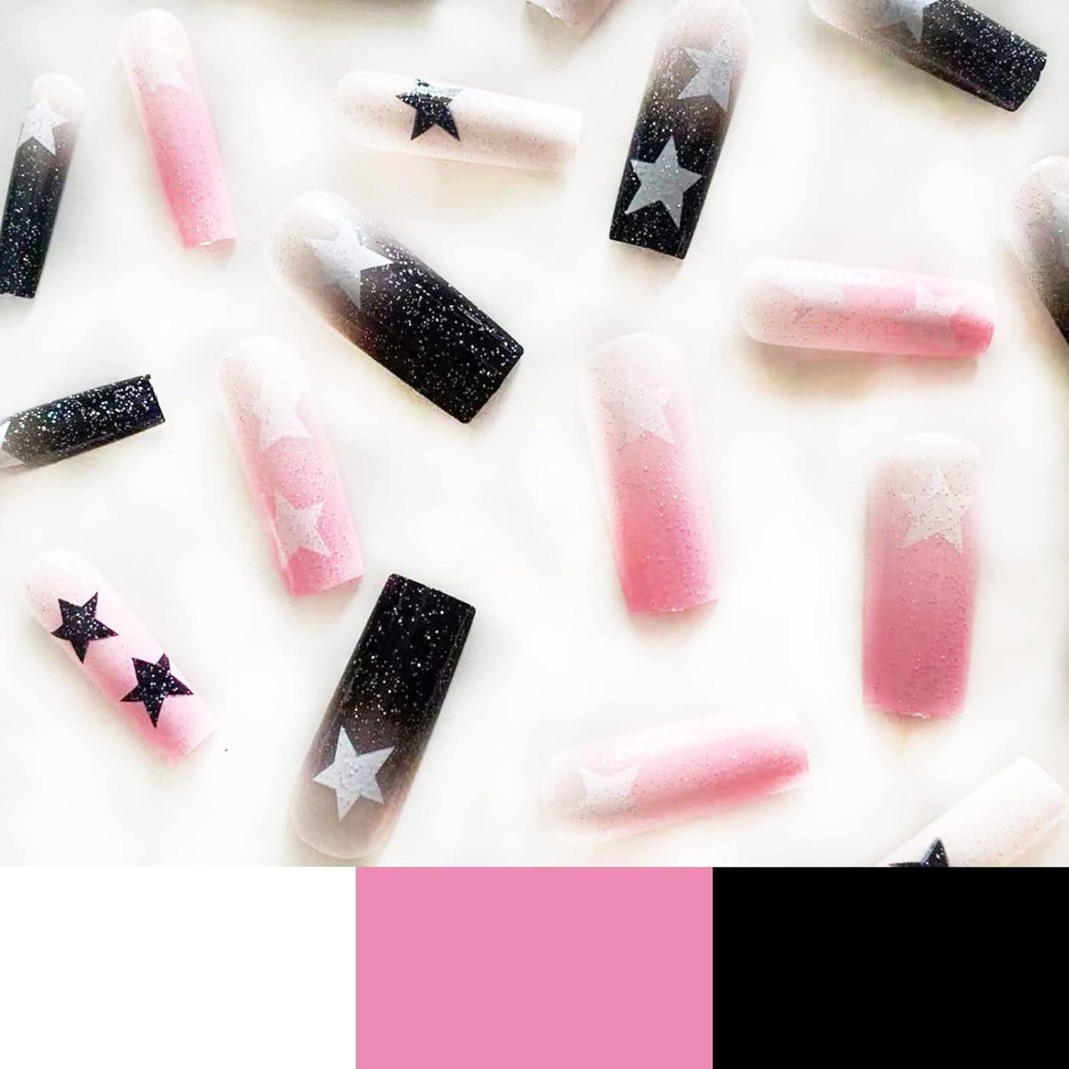 imageBABALAL Christmas Press on Nails Long Coffin Fake Nails Red Glue on Snowflake Design Xmas False Acrylic Nails 24Pcs Matte Ballerina Stick onFna105star