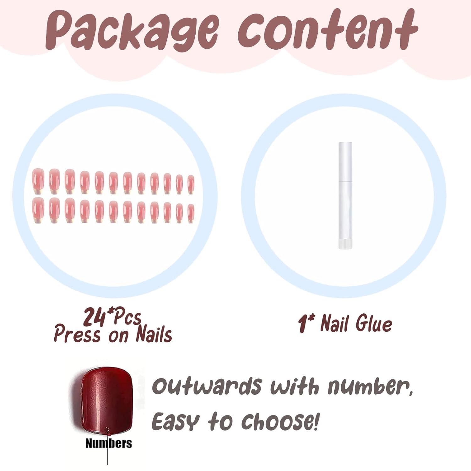 imageBABALAL Christmas Press on Nails Long Coffin Fake Nails Red Glue on Snowflake Design Xmas False Acrylic Nails 24Pcs Matte Ballerina Stick onFna113pink