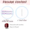 imageBABALAL Christmas Press on Nails Long Coffin Fake Nails Red Glue on Snowflake Design Xmas False Acrylic Nails 24Pcs Matte Ballerina Stick onFna103blue
