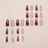 imageBABALAL Christmas Press on Nails Long Coffin Fake Nails Red Glue on Snowflake Design Xmas False Acrylic Nails 24Pcs Matte Ballerina Stick onFna105purple