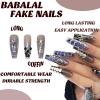imageBABALAL Christmas Press on Nails Long Coffin Fake Nails Red Glue on Snowflake Design Xmas False Acrylic Nails 24Pcs Matte Ballerina Stick onFna107goth