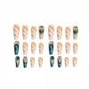 imageBABALAL Christmas Press on Nails Long Coffin Fake Nails Red Glue on Snowflake Design Xmas False Acrylic Nails 24Pcs Matte Ballerina Stick onFna107green